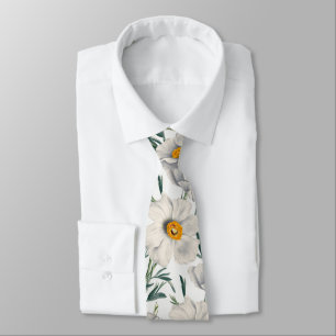 White California Tree Poppy Flowers Pattern Tie