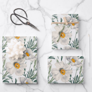 White California Tree Poppy Flowers Pattern Wrapping Paper Sheet