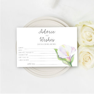 White calla - advice and wishes bridal shower stationery
