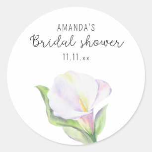 White calla - bridal shower  classic round sticker