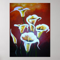 White Calla Lilies Artistic Cut Flowers On Brown