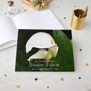 White Calla Lilies Floral Memorial Service Guest Book