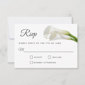 White Calla Lilies Floral Wedding RSVP Card