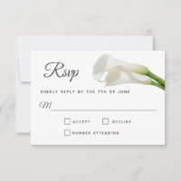 White Calla Lilies Floral Wedding RSVP