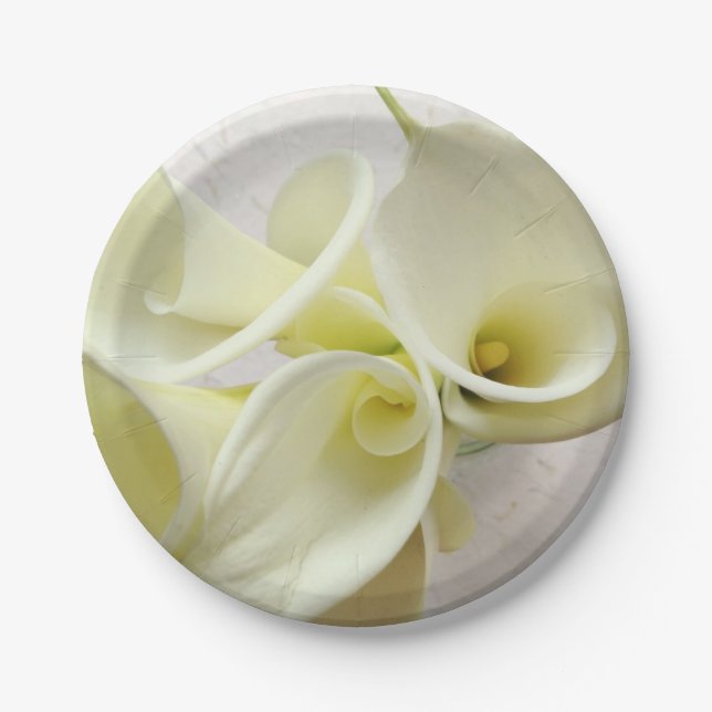 White calla lilies from above paper plate (Front)