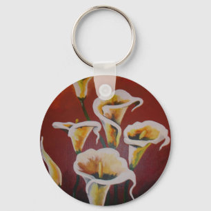 White Calla Lilies Key Ring