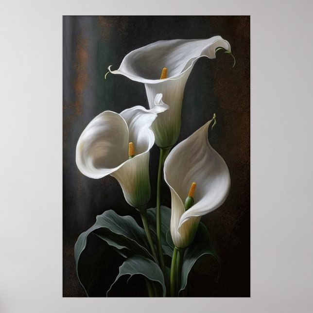 White Calla Lilies Lily Flower Art Print Poster (Front)