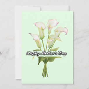 White Calla Lilies Mother's Day in Mint Holiday Card
