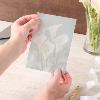 White Calla Lilies Wedding Vellum Invitations