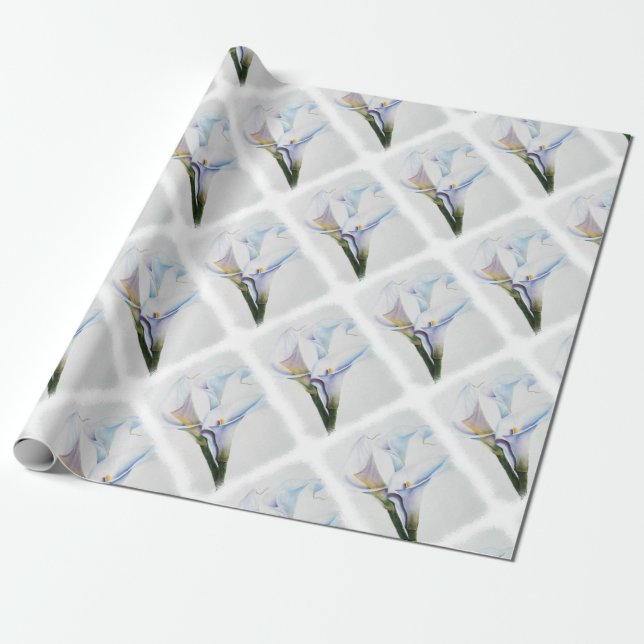 WHITE CALLA LILIES WRAPPING PAPER (Unrolled)