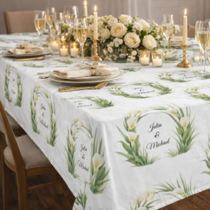 White Calla Lilies Wreath Wedding Decor Newlyweds Tablecloth