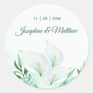 White Calla Lilly Floral Wedding Stickers