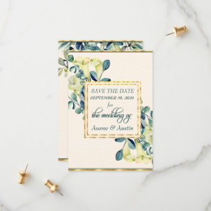 White Calla Lily and Eucalyptus  Save The Date