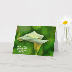 White Calla Lily Art Faith Bible Verse Thoughts  Card
