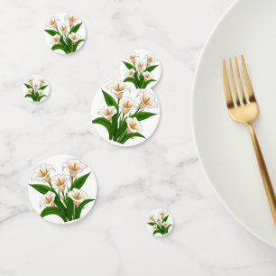White Calla Lily Bouquet With Green Leaves Confetti