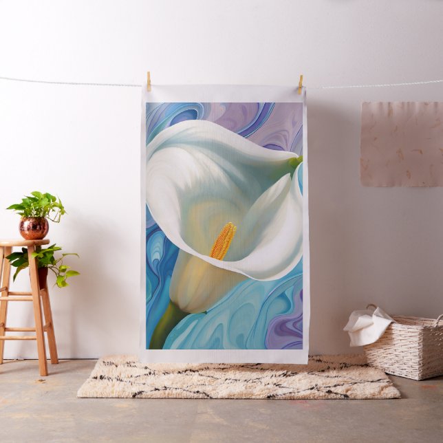 White Calla Lily Cheater Quilt Panel Fabric (In Situ)