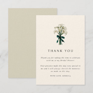 White Calla Lily Elegant Wedding Bridal Shower Thank You Card