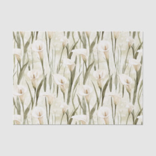 White Calla Lily Floral Bridal Shower Tissue Paper
