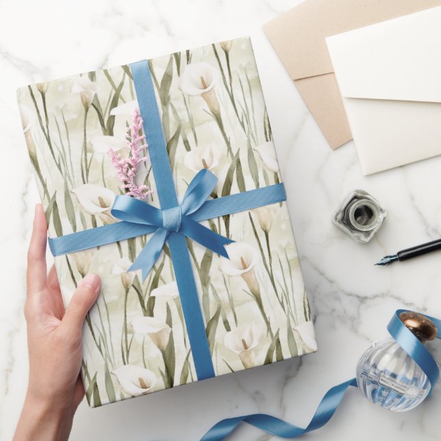 White Calla Lily Floral Bridal Shower Wrapping Paper (Gifting)