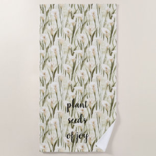 White Calla Lily Floral Joy Beach Towel
