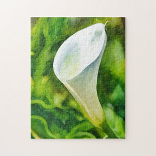 White Calla Lily Flower Art Puzzle