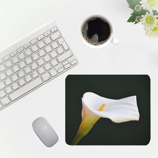 White Calla Lily Flower Mouse Pad (Creator Uploaded)