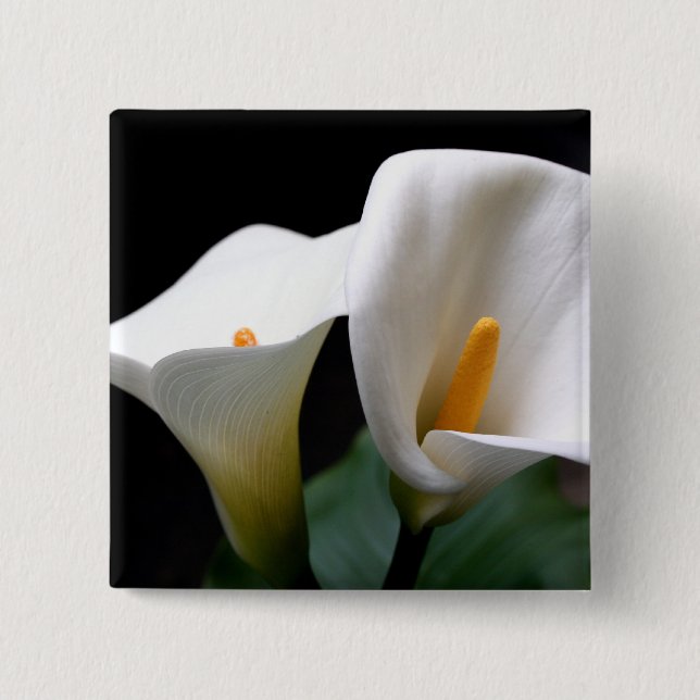 White Calla Lily Flower  Square Pin (Front)