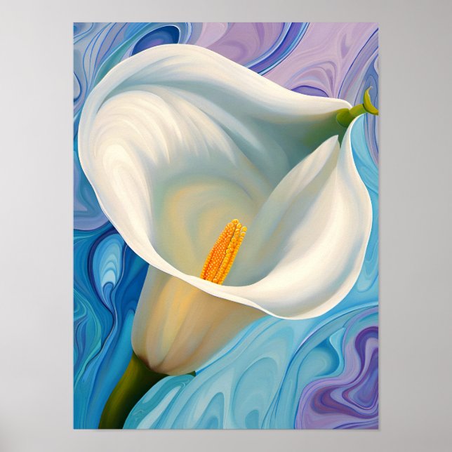 White Calla Lily in style of Georgia O'Keeffe Poster (Front)