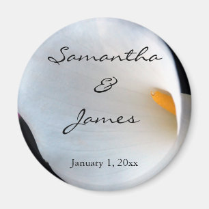 White Calla Lily Personalised Wedding Magnet