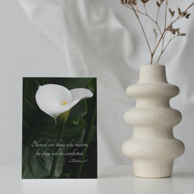 White Calla Lily Religious Sympathy Card (In Situ)