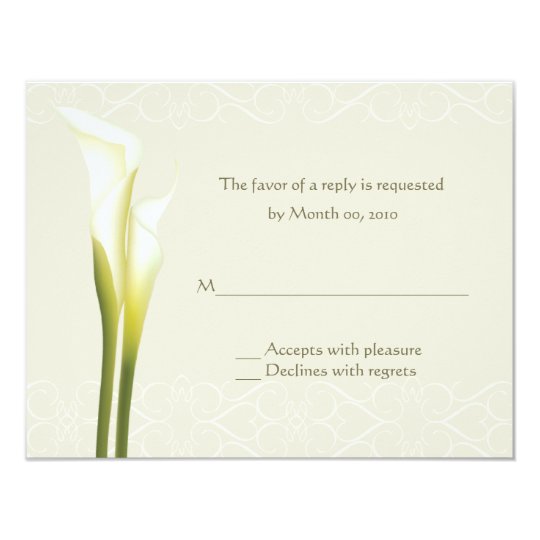 White Calla Lily Reply cards