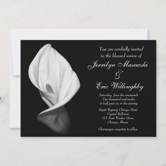 white calla lily wedding invitation (Front)