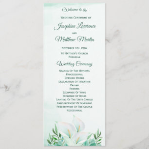 White Calla Lily Wedding Programs