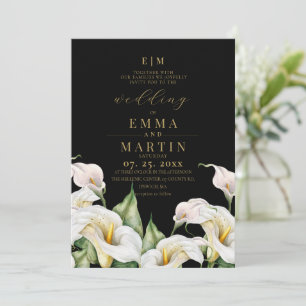 White Calla Watercolor Elegant Classic Wedding Invitation