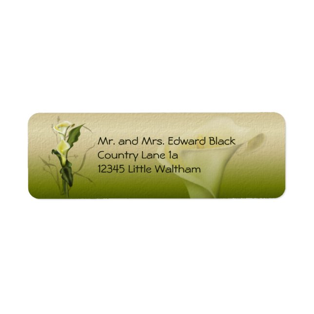 White Calla Wedding Return Address Label (Front)