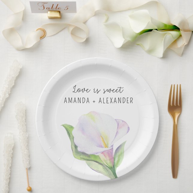 White calla - wedding shower candy paper plate (Wedding)