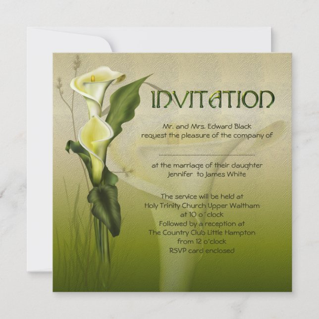 White Calla Wedding Suite Invitation (Front)