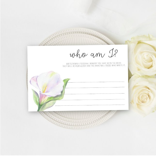 White calla - Who am I bridal shower game Stationery (Creator Uploaded)