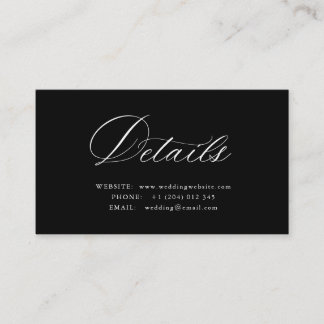 White Calligraphy QR code wedding details card