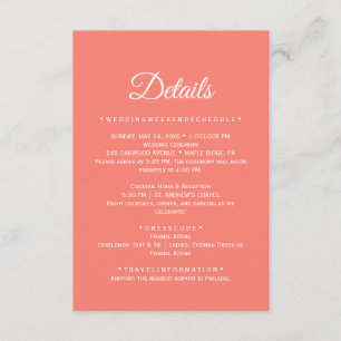 White Calligraphy Salmon Details Card