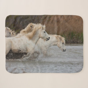 White Camargue Horses Running in Water Sherpa Blanket