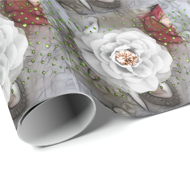 White Camelia Wrapping Paper (Roll Corner)