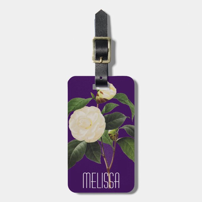 White Camellia, 1833 Luggage Tag (Front Vertical)