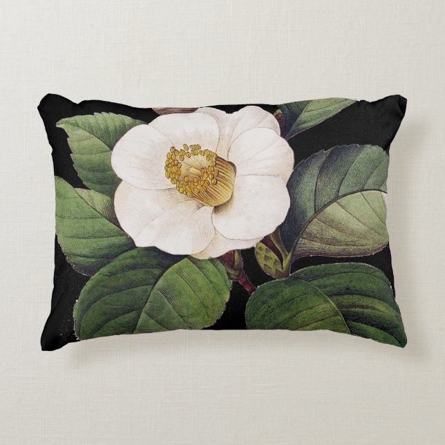 White Camellia Decorative Cushion (Front)