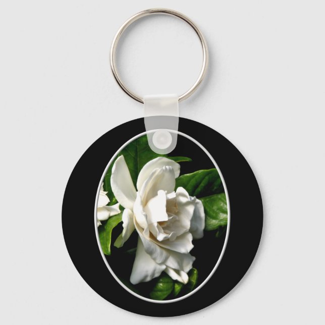 White Camellia Key Ring (Front)