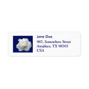 White camellia return address label