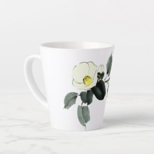 White camellia sumi ink and japanese watercolor latte mug