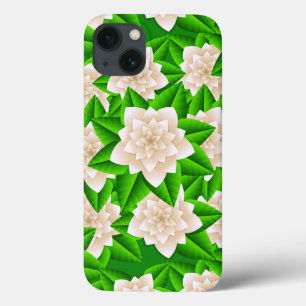 White Camellias and Green Leaves iPhone 13 Case