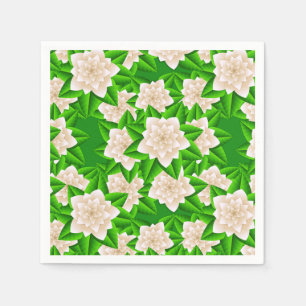 White Camellias and Green Leaves Napkin