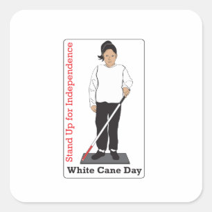 White Cane Day Square Sticker